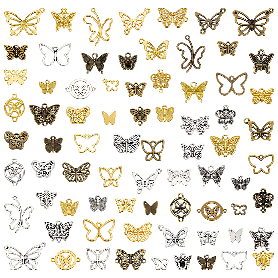 75 шт. 3 цвета подвеска в виде бабочки в тибетском стиле из сплава и комплекты фурнитуры