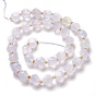 Natural White Chalcedony Beads Strand, White Agate, with Seed Beads, Six Sided Celestial Dice
