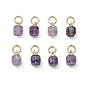 Подвески из натурального аметиста , Граненые кубические подвески с латунными петлями.