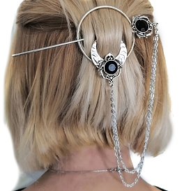 Alloy Rhinestone Hair Sticks, Hair Accessories for Woman Girls, Horns