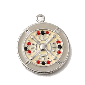 Brass Enamel Pendants, Clock Charm