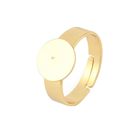 Латунные регулируемые кольца для пальцев, плоские круглые настройки основания кольца пэда, долговечный, стойки покрытие, без свинца и без кадмия