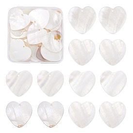 Natural Freshwater Shell Pendants, Heart