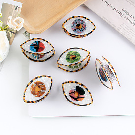 Eye Shape PVC Claw Hair Clips, with Iron Findings, DIY Hair Accessories