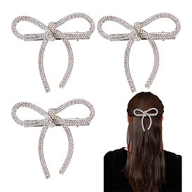 4шт. Заколки-крокодилы с бантиками и стразами, с железными зажимами, для женщин девушек