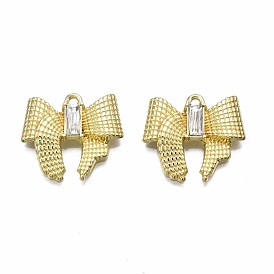 Alloy Pendants, with Crystal Rhinestone, Cadmium Free & Nickel Free & Lead Free, Bowknot