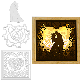 3шт 3 стили свадебные трафареты для резки углеродистой стали, для diy scrapbooking, Фотоальбом, декоративная бумага для тиснения, цвет нержавеющей стали, сердце и пара