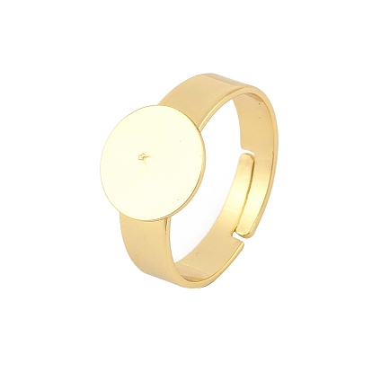 Латунные регулируемые кольца для пальцев, плоские круглые настройки основания кольца пэда, долговечный, стойки покрытие, без свинца и без кадмия