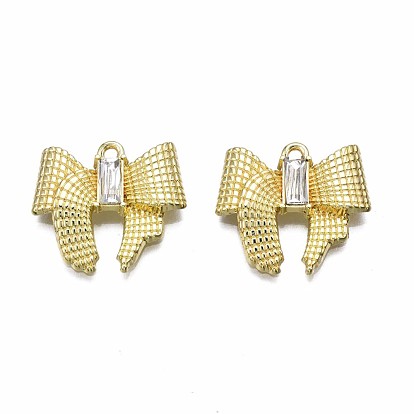 Alloy Pendants, with Crystal Rhinestone, Cadmium Free & Nickel Free & Lead Free, Bowknot
