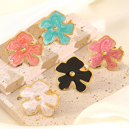 304 из нержавеющей стали эмаль палец кольца, цветок, золотые