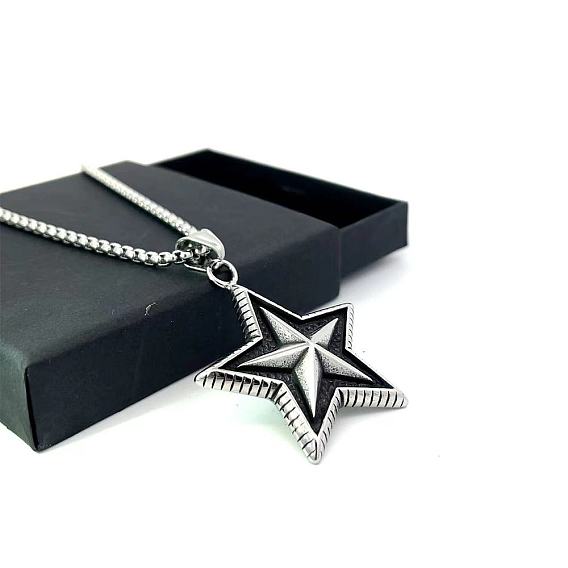 Мужские панк-ожерелья из нержавеющей стали с подвеской в виде звезды