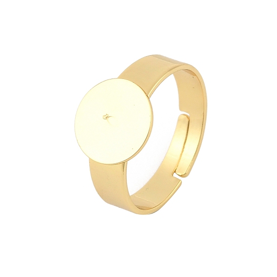 Латунные регулируемые кольца для пальцев, плоские круглые настройки основания кольца пэда, долговечный, стойки покрытие, без свинца и без кадмия