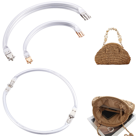2 piezas 2 estilos de marcos de asas de bolsos de aluminio, Marcos flexibles para bolsos para manualidades de costura de bolsos
