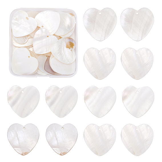 Natural Freshwater Shell Pendants, Heart