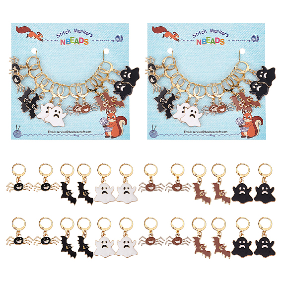 Маркеры для стежков с замком в виде призрака/паука/летучей мыши на тему Хэллоуина, золотистый тон 304 маркер застежки из нержавеющей стали