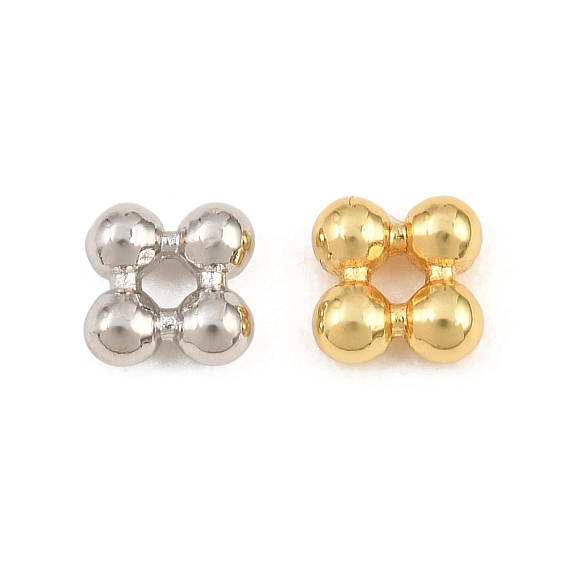 Brass Beads, Square with Ball, Rack Plating, Long-Lasting Plated, Lead Free & Cadmium Free