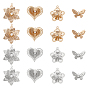16 шт 8 стиль латунные подвески, с кристально горный хрусталь, цветок и бабочка и сердце