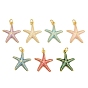 Messing Emaille-Anhänger, Seestern Charms, langlebig überzogen, Gestell, cadmiumfrei und bleifrei, golden