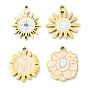 304 подвески из нержавеющей стали, с эмалью, золотые, очарование солнца/цветка