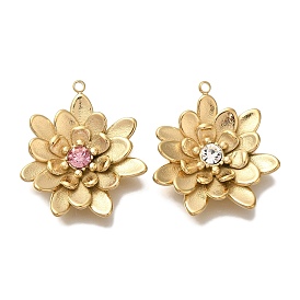 Ионное покрытие (ip) 304 подвески из нержавеющей стали со стразами, цветок, реальный 18 k позолоченный