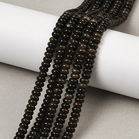 Естественный золотистый отлив обсидиан бисер пряди, рондель