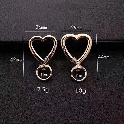 Поворотные застежки-карабины из цинкового сплава, сердце