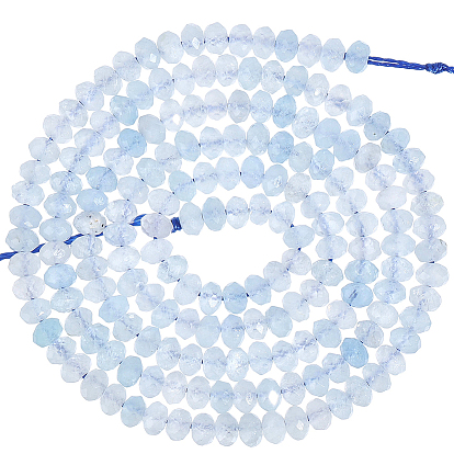 1 нити натуральных аквамариновых бусин, граненые, рондель