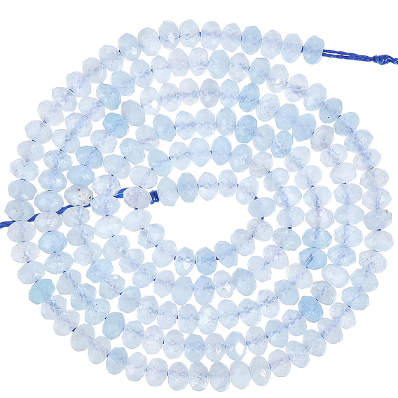 1 нити натуральных аквамариновых бусин, граненые, рондель