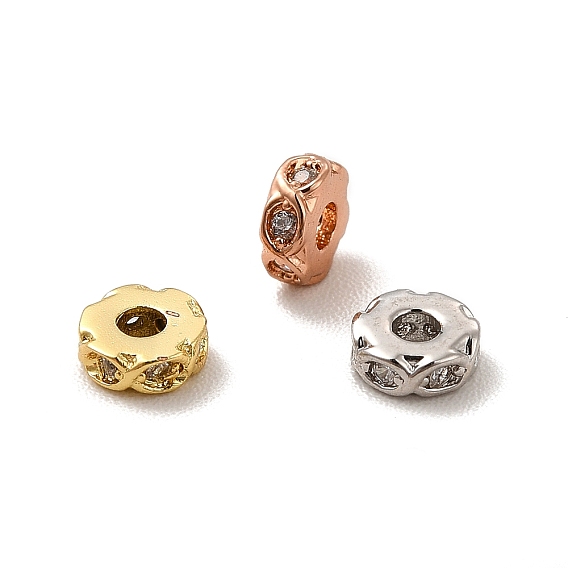 Стойки обшивки латунь микро проложить кубического циркония бусы, долговечный, без кадмия и без свинца, Плоский круглый с бесконечностью