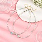 Natural Larimar Beaded Necklaces, with Rack Plating Brass Beads and 304 Stainless Steel Lobster Claw Clasps