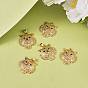 5Pcs Brass Micro Pave Clear & Green Cubic Zirconia Pendants, Nickel Free, Tiger