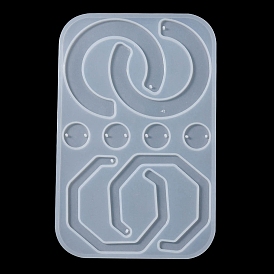 Geometry Pendant & Links Silicone Molds, Resin Casting Molds, For DIY UV Resin, Epoxy Resin Earring Jewelry Making