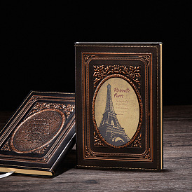 Rectangle Imitation Leather Notebooks, A5 Eiffel Tower Pattern Travel Journals