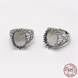 Adjustable Thailand 925 Sterling Silver Finger Ring Components, Oval