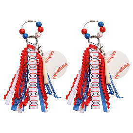 2 шт. брелки-подвески в виде бейсбольных мячей из полиэстера, дерева, цинкового сплава и акрила, для аксессуаров сумки для ключей от машины