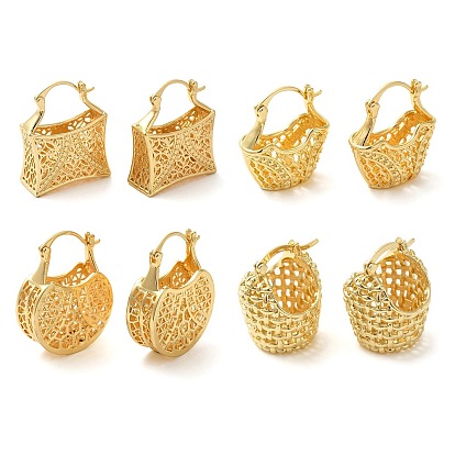 Полые латунные серьги-кольца для женщин