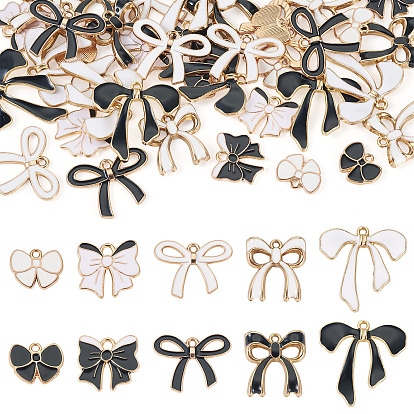 40 шт 10 стили подвески из сплава эмали, золотой свет, без кадмия и без свинца, очарование бантом