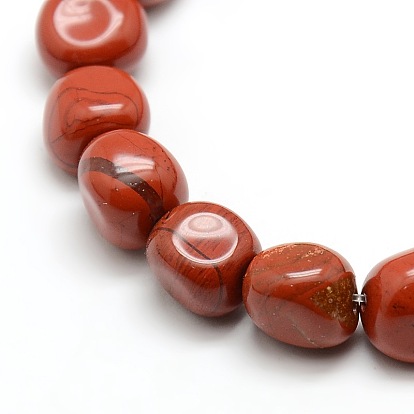 Nuggets Natural Red Jasper Beads Strands, Tumbled Stone, 10~12x8~12mm, Hole: 1mm, about 36pcs/strand, 16.1 inch