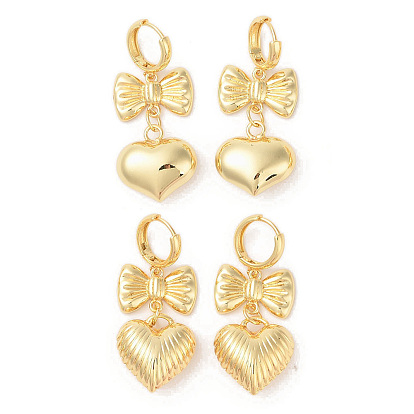 Серьги-кольца из латуни для женщин с бантом и сердцем