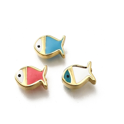 Латунь эмаль бисера, стойки покрытие, без кадмия и без свинца, долговечный, реальный 18 k позолоченный, рыба