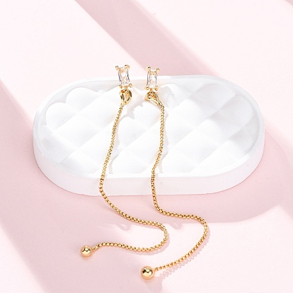 Прямоугольная латунная микропаве прозрачный кубический цирконий резьба для ушей, стойки покрытие, долговечный, без кадмия и без свинца