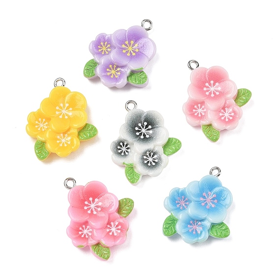 Непрозрачные подвески смолы, очарование цветущей вишни, с железной платиной петлей
