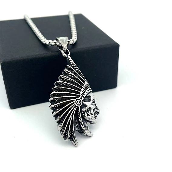 Винтажный кулон в стиле индейцев индейцев из нержавеющей стали для мужских ожерелий., не тускнеет