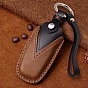 Leather Keychain, with Iron Split Key Rings and Alloy Spring Gate Rings