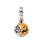 Alloy Enamel European Dangle Charms, Large Hole Pendants, Halloween Pumpkin
