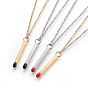 304 Stainless Steel Matchstick Pendant Necklaces, with Enamel