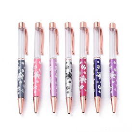 Christmas Creative Empty Tube Black Ink Ballpoint Pens, with Snowflake Pattern Plated, for DIY Glitter Epoxy Resin Crystal Ballpoint Pen Herbarium Pen Making