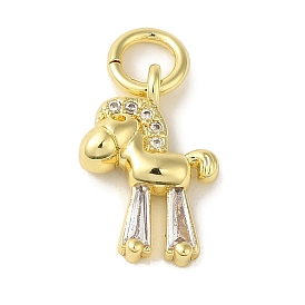 Brass Micro Pave Clear Cubic Zirconia Pendants, Horse