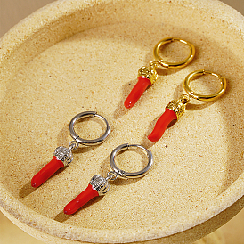 Серьги-кольца из нержавеющей стали красного перца чили