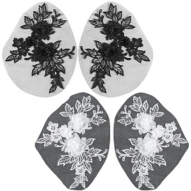 4 шт. 2 цвета полиэстер вышивка пайетки аксессуары для костюмов, швейные украшения, цветок